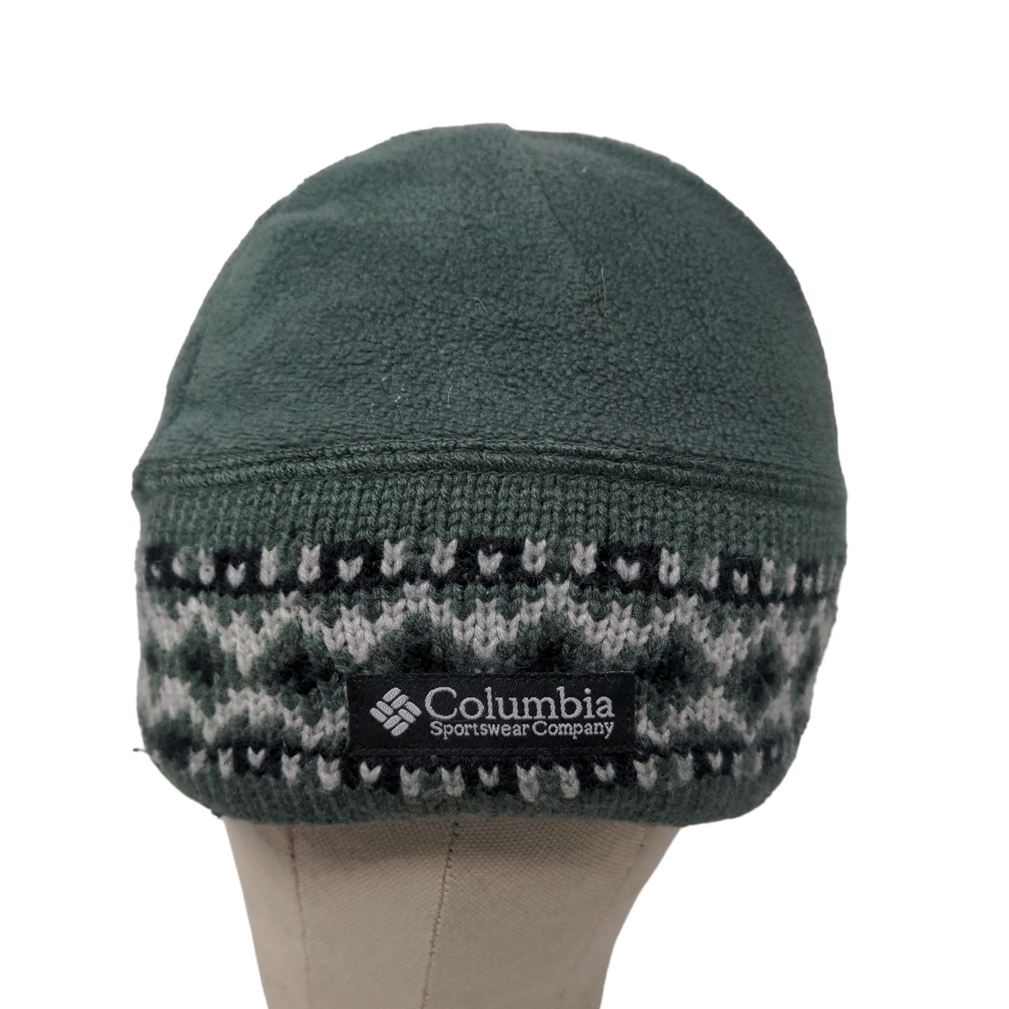Columbia Boys Knit Beanie Hat Cap Green OSFA Fair Isle Polyester