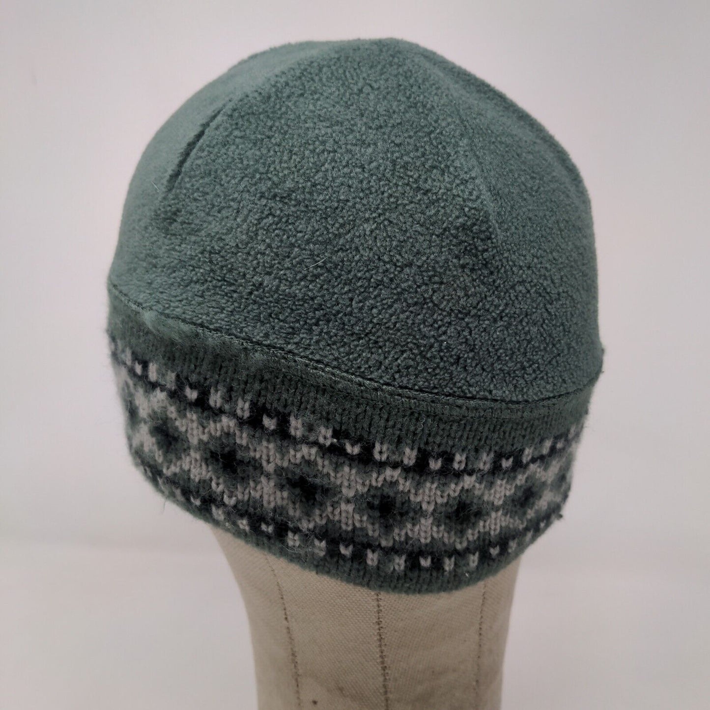Columbia Boys Knit Beanie Hat Cap Green OSFA Fair Isle Polyester