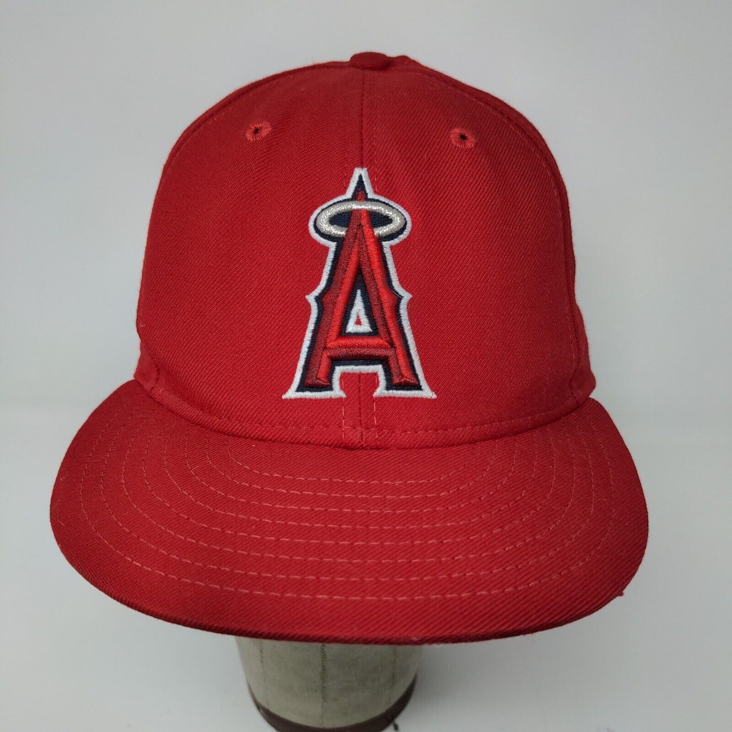 MLB New Era 59Fifty Hat Los Angeles Angels Red Baseball Hat SZ 7 5/8 USA MADE