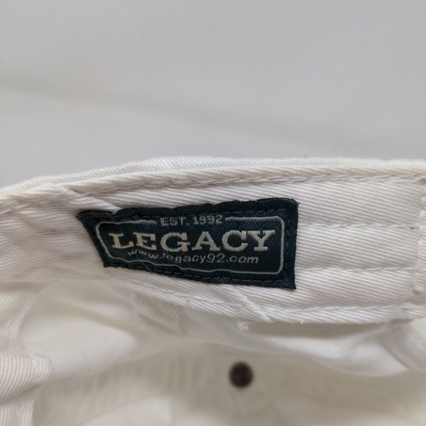 Legacy Mens Slideback Hat White Adjustable Embroidered M Logo