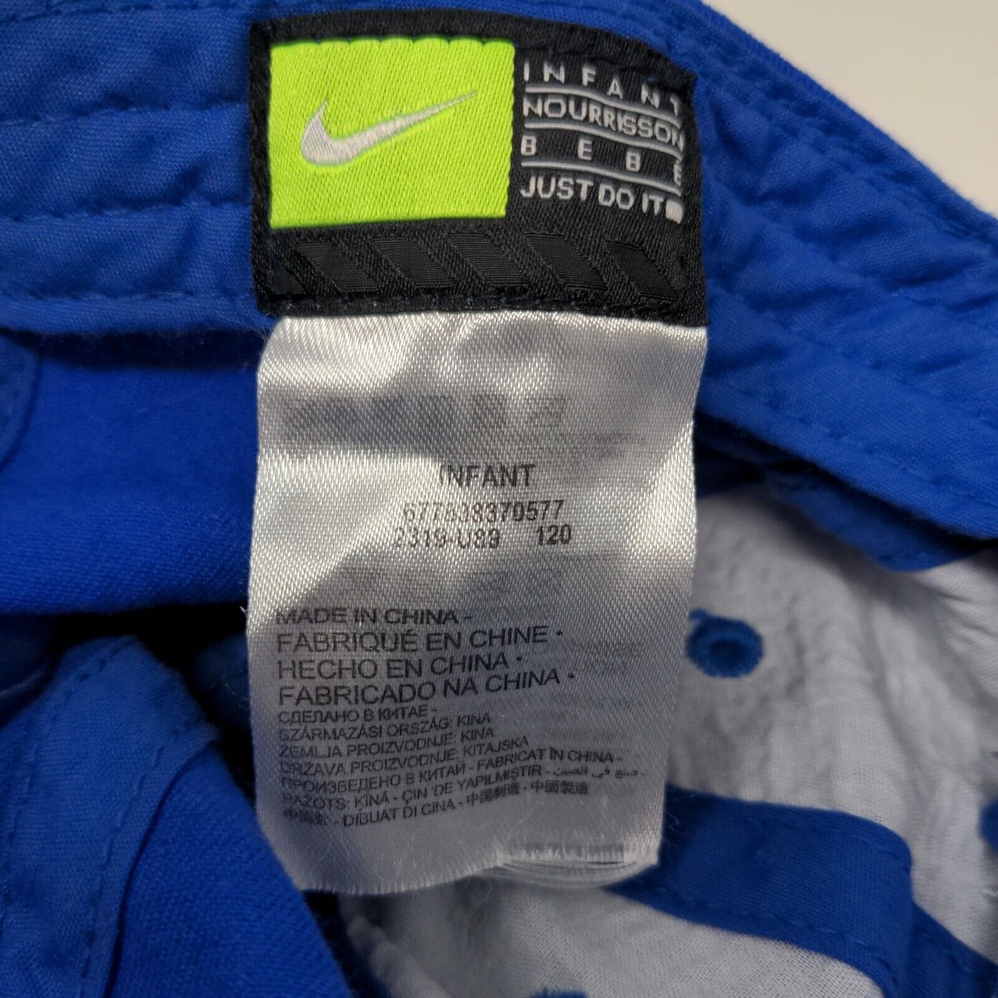 Nike Baby Infant Strapback Hat Blue Embroidered Swoosh Logo Cotton