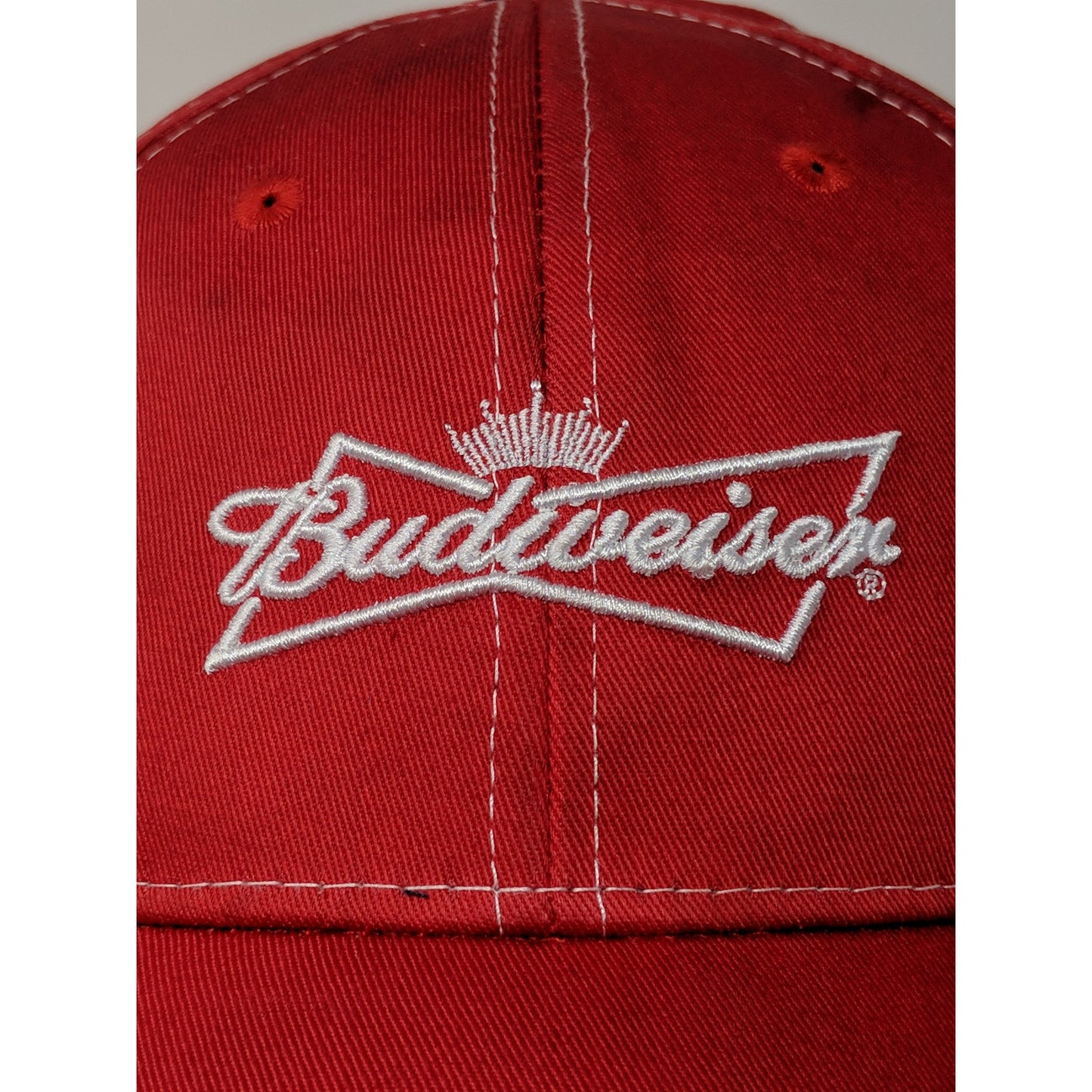 Budweiser Beer Strapback Hat Size OSFA Red Embroidered Logo SEE DESC