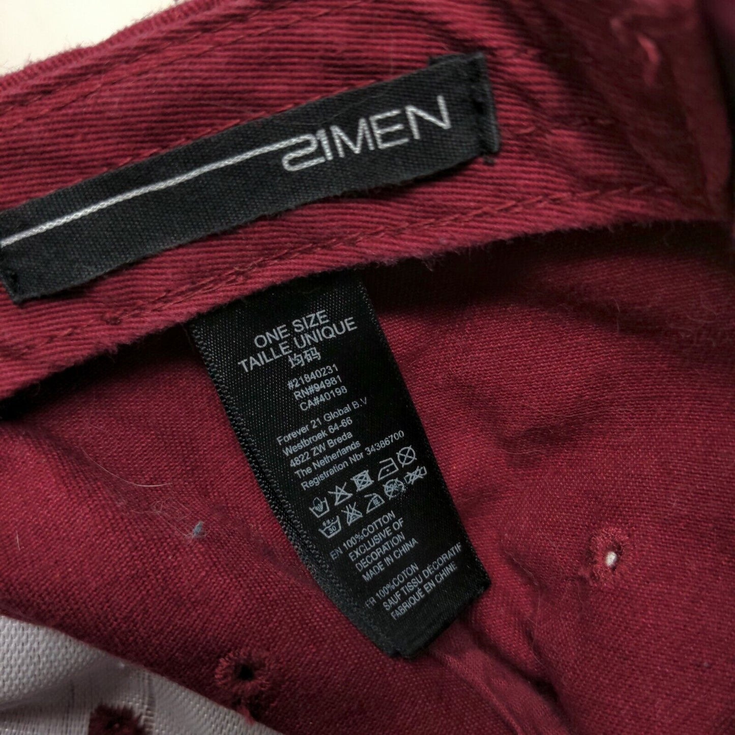 Simen Men's Snapback Hat Red Burgundy Size OS Embroidered Private Label Logo