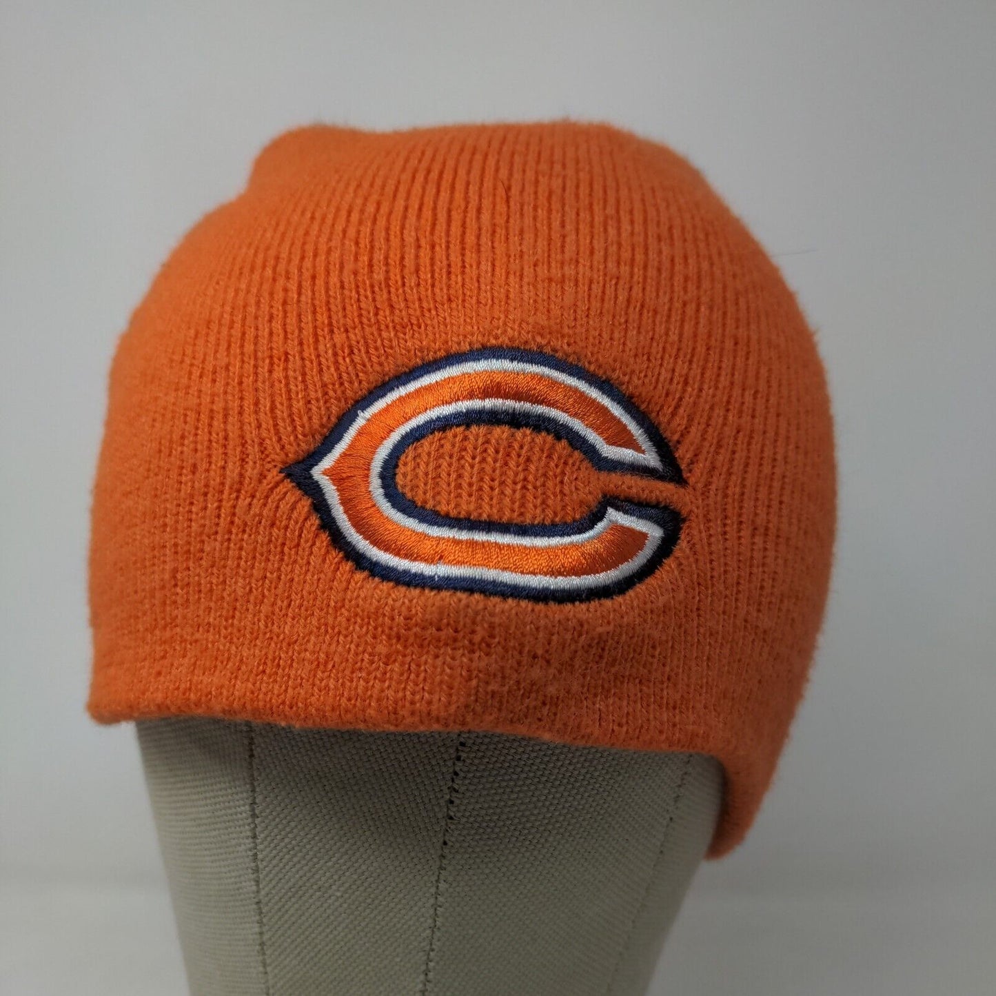 Yupoong Men's Knit Beanie Hat Orange Chicago Bears Embroidered Logo