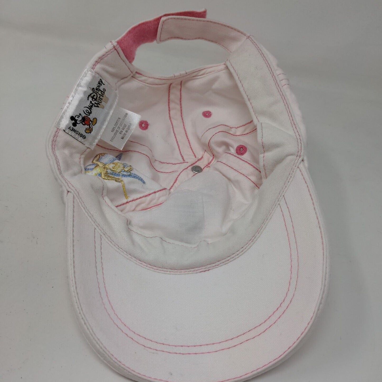 Walt Disney World Girls Strapback Hat Pink Embroidered Tinkerbell Rhinestones