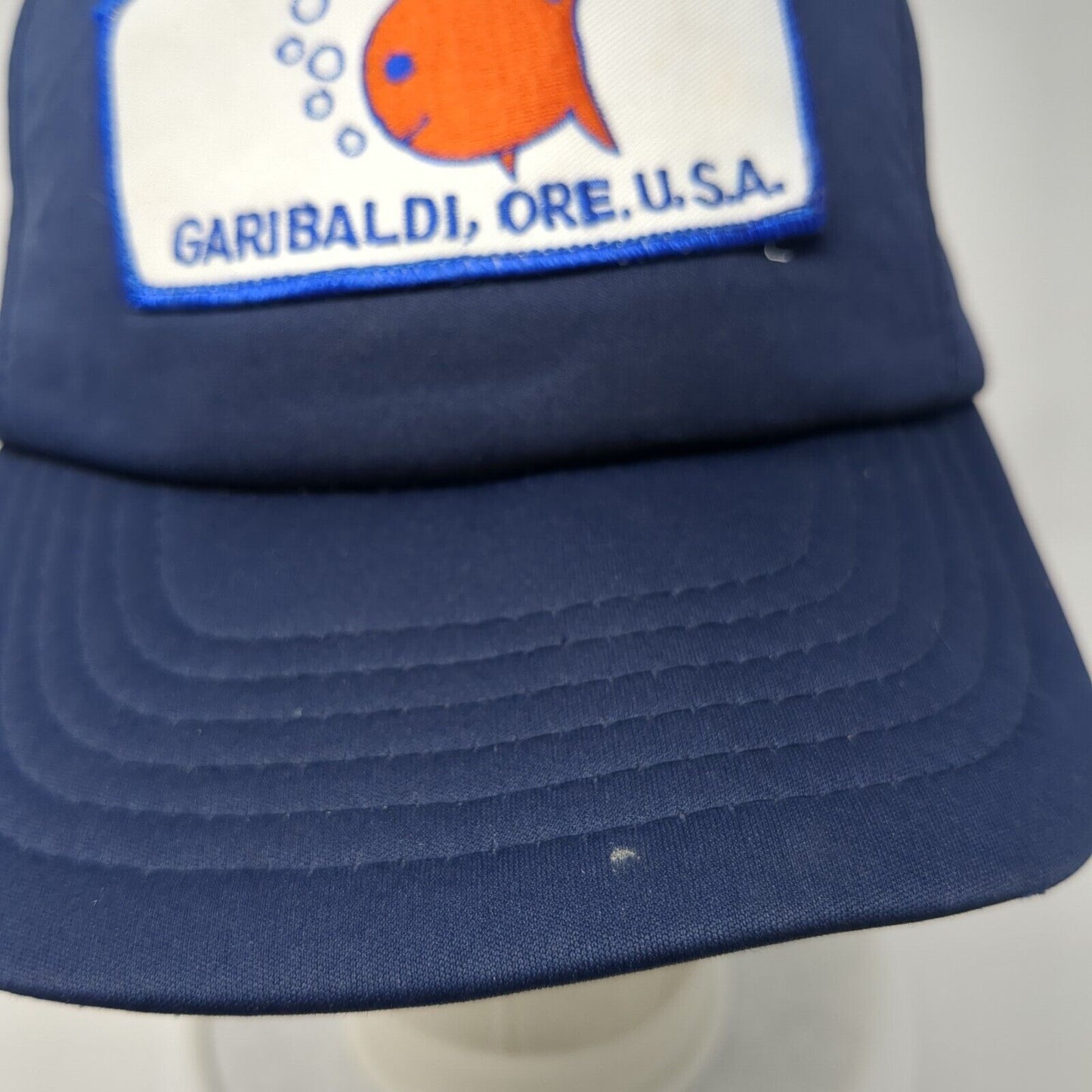 Garibaldi Ore USA Snapback Hat Blue M/L Adjustable Patch Logo 6 Panel Sportco