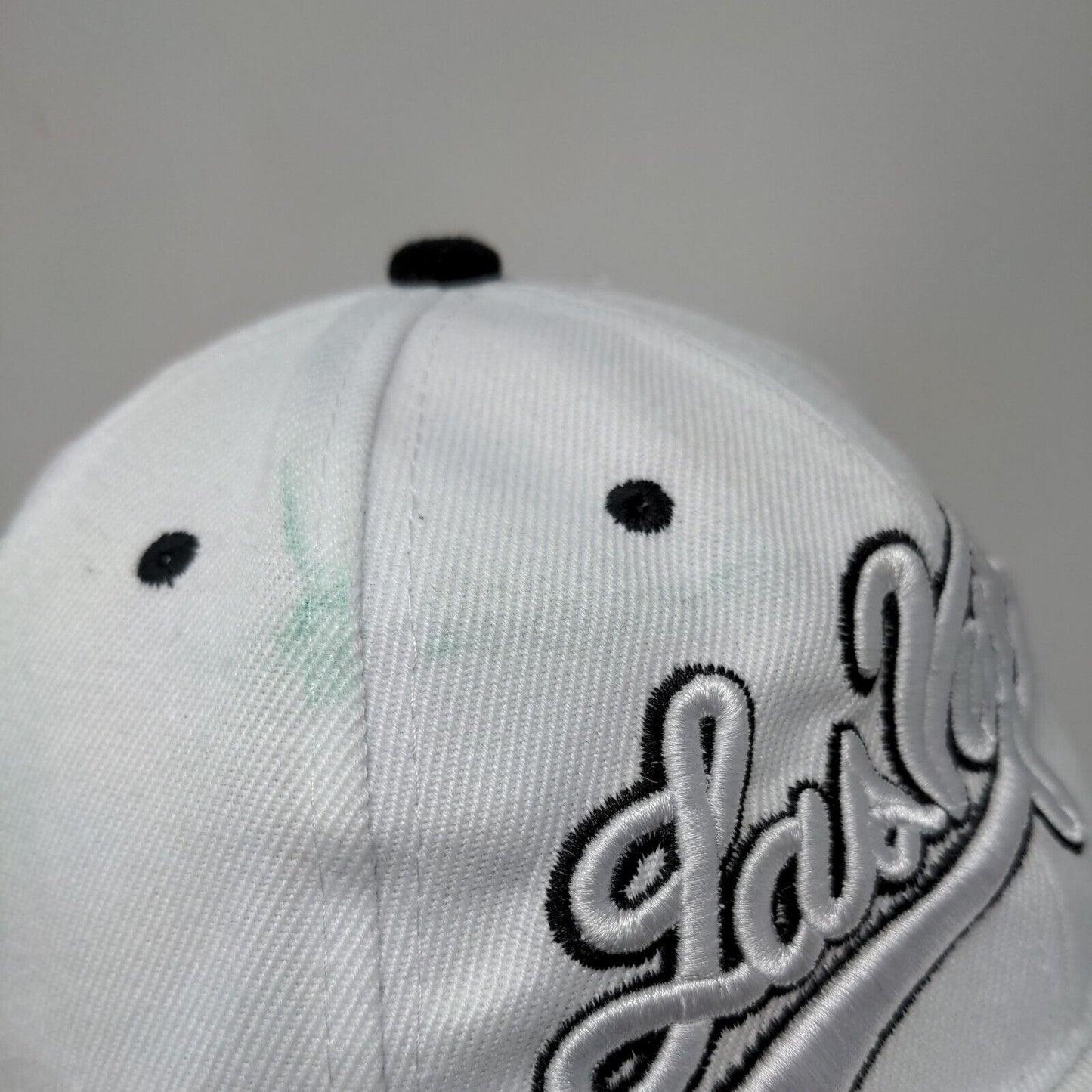 Las Vegas Strapback Hat White One Size Embroidered Vent Holes 6 Panel