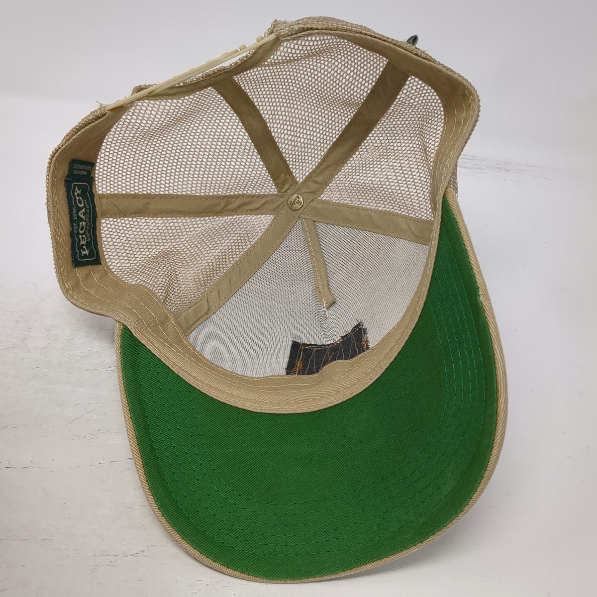 Legacy Trucker Hat Beige Chat 'N' Chill Exuma Bahamas Palm Tree OSFM Snapback