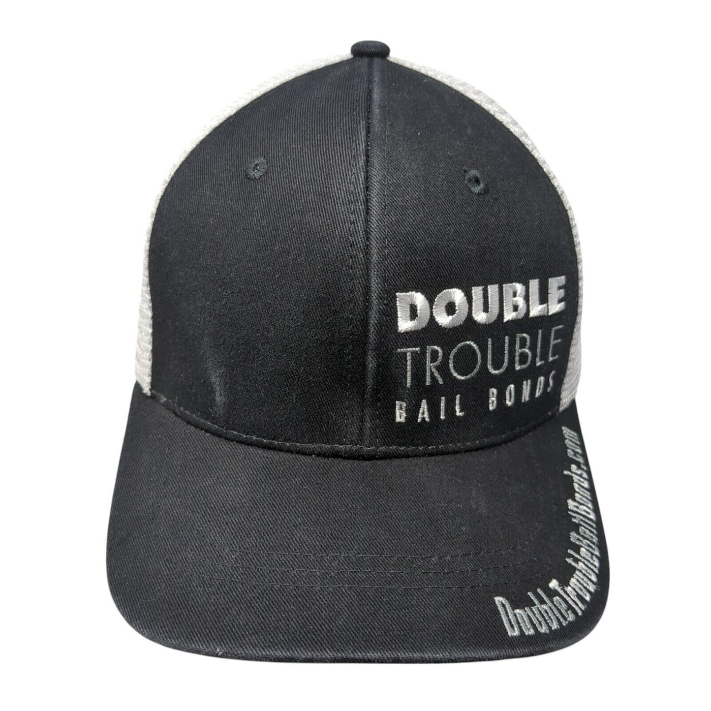 Double Trouble Bail Bonds Snapback Mesh Back Trucker Hat Black One Size
