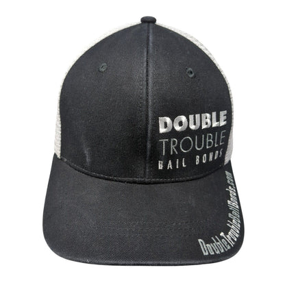 Double Trouble Bail Bonds Snapback Mesh Back Trucker Hat Black One Size