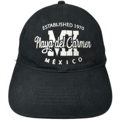 DKPS Baseball Cap Black One Size Playa del Carmen Mexico Strapback Cotton Hat
