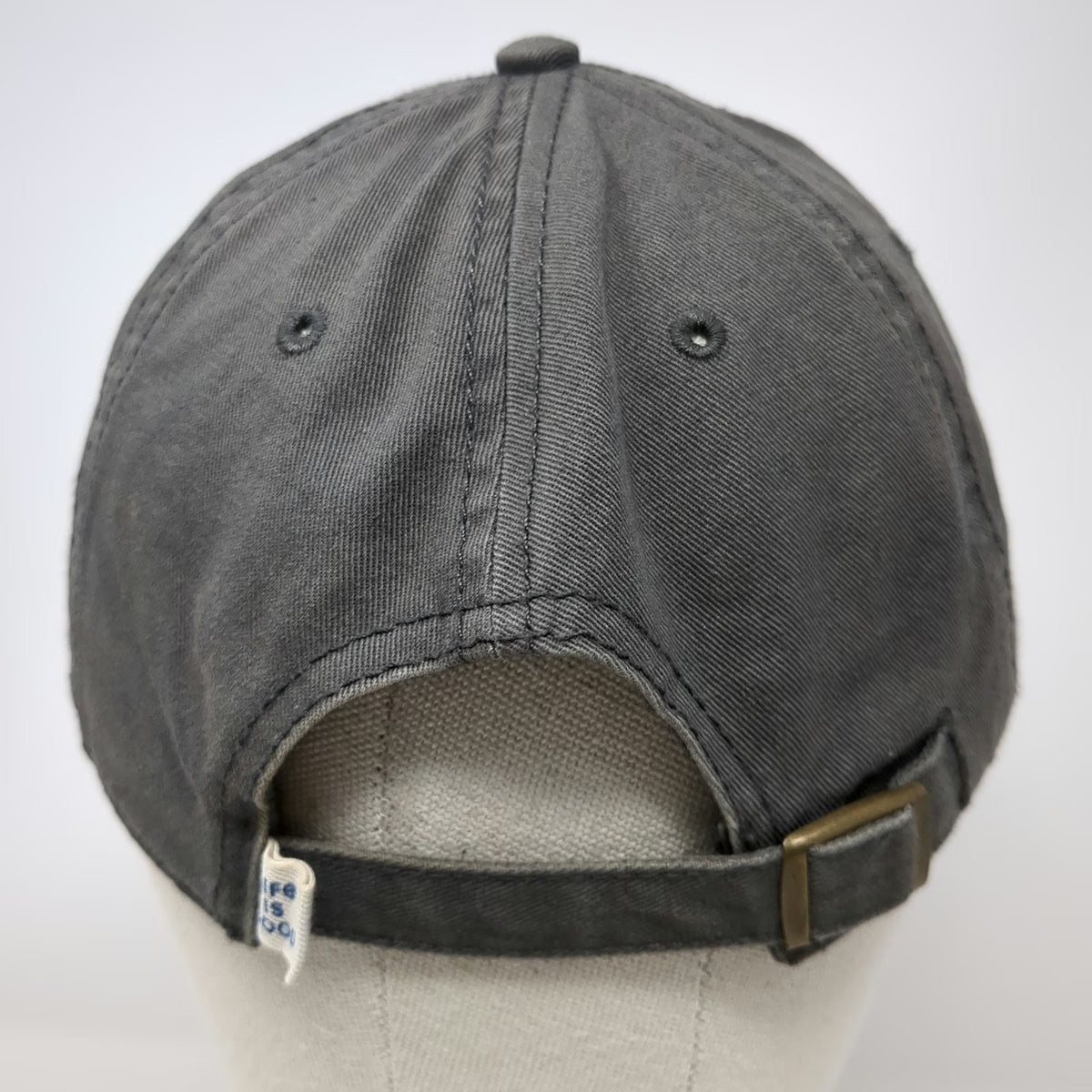 Life is Good Baseball Cap Gray One Size Slideback Blue Heart Patch Cotton Hat