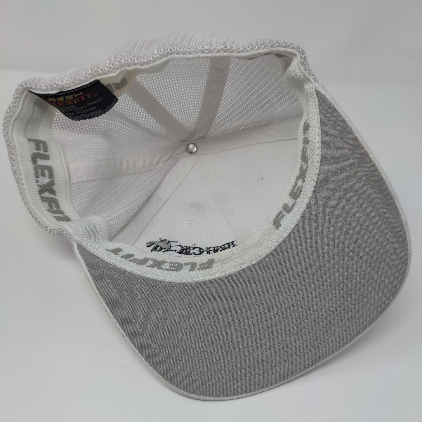 Buck This Fitted Mesh Back Trucker Hat White OSFA Flexfit Yupoong