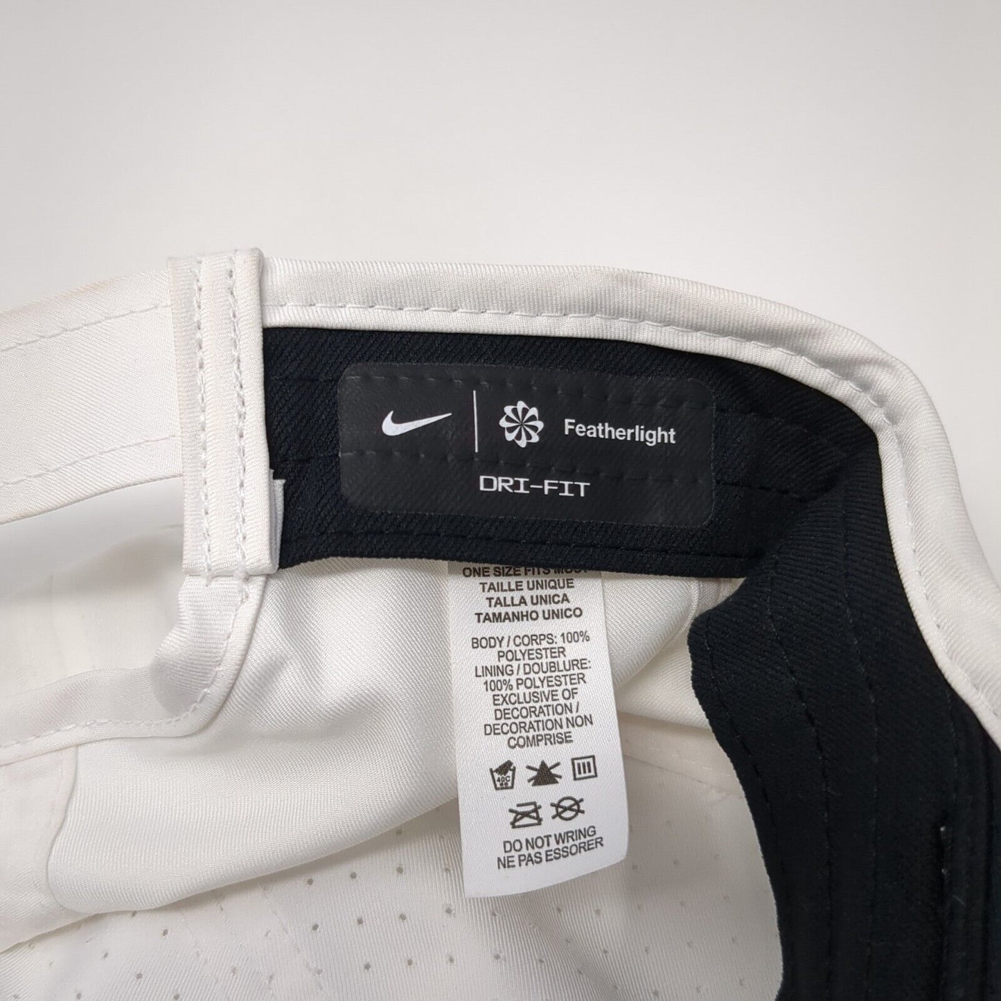 Nike Strapback Hat White One Size Adjustable Breathable Featherlight Dri-Fit