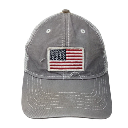 USA Flag Strapback Hat Gray One Size Adjustable Patriotic Mesh Back Polyester