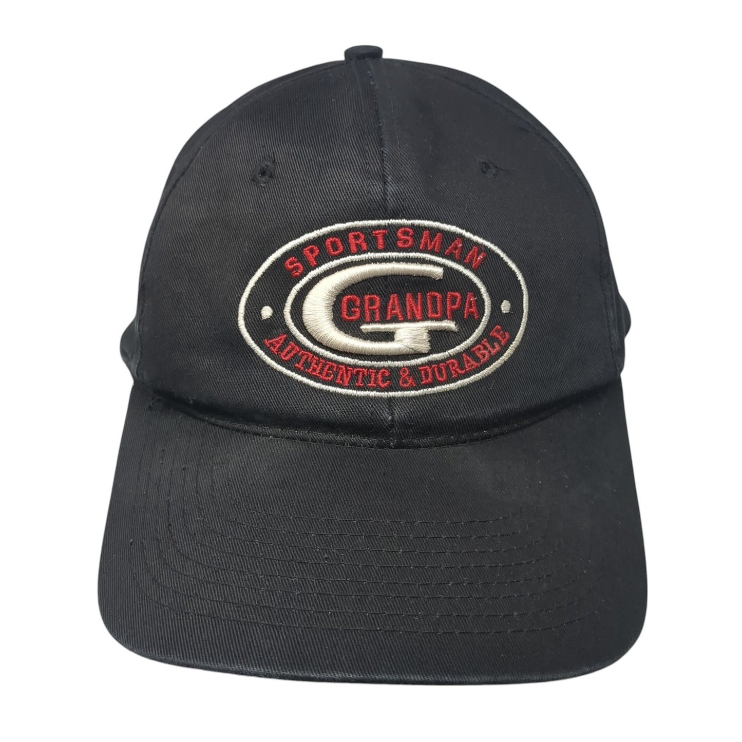 Sportsman Grandpa Snapback Hat Black One Size Adjustable Embroidered