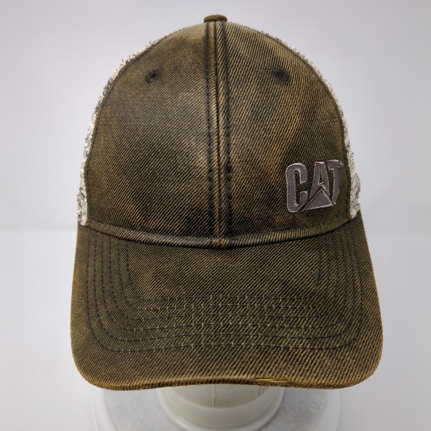 CAT Strapback Mesh Back Trucker Hat Brown OSFA Embroidered Aztec