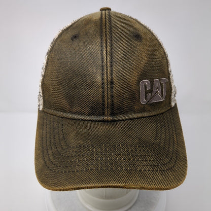 CAT Strapback Mesh Back Trucker Hat Brown OSFA Embroidered Aztec