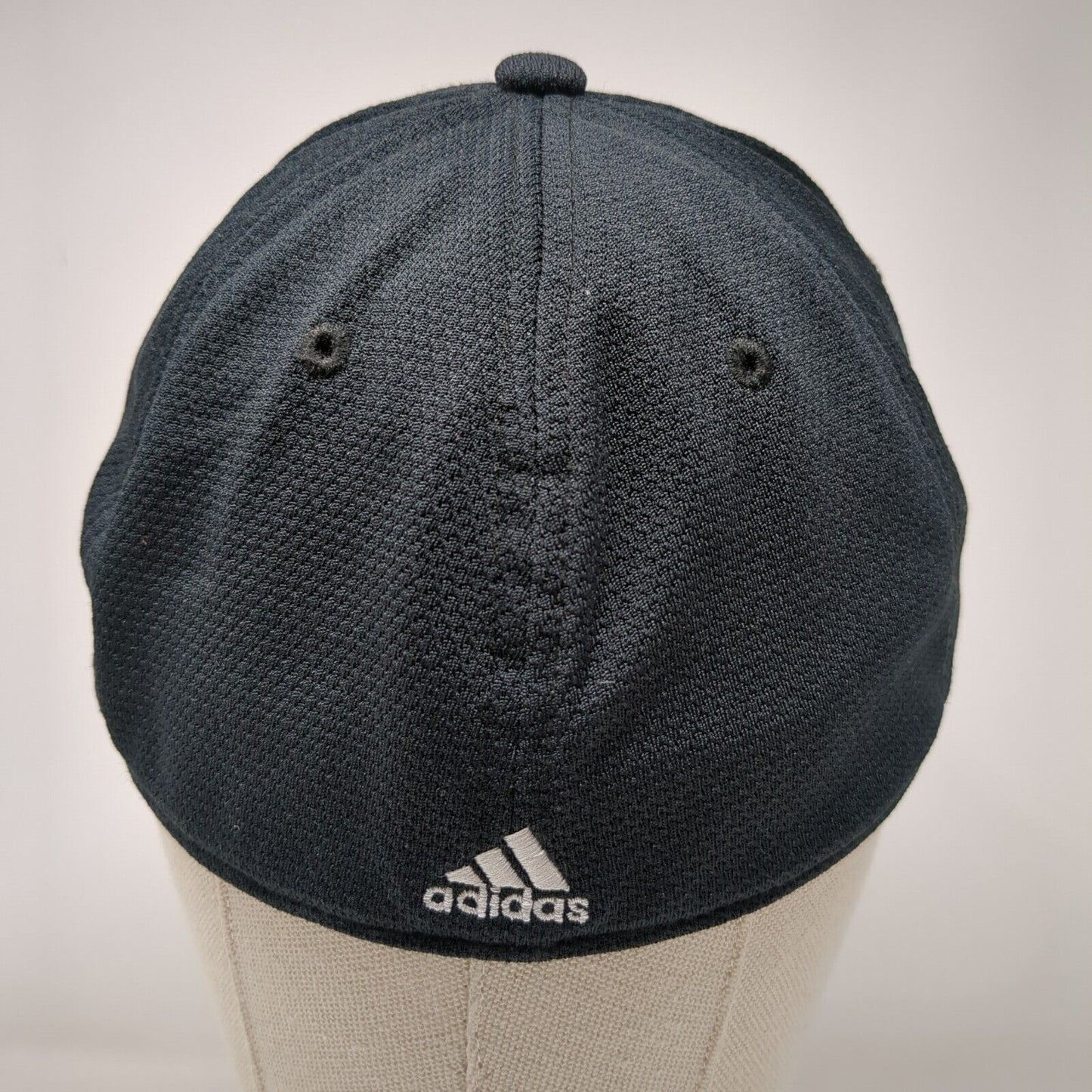 Adidas Fitted Hat Black Size L/XL A-Flex Embroidered Vented Holes 6 Panel