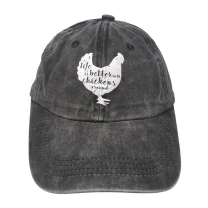 Life Is Better With Chickens Around Baseball Cap Gray OS Adjustable 6 Panel