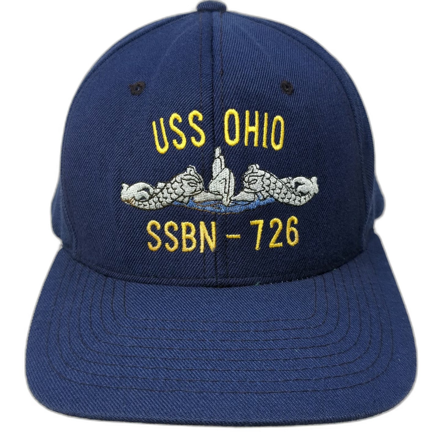 Yupoong Snapback Hat Blue One Size USS Ohio SSBN-726 Submarine Dolphins Military