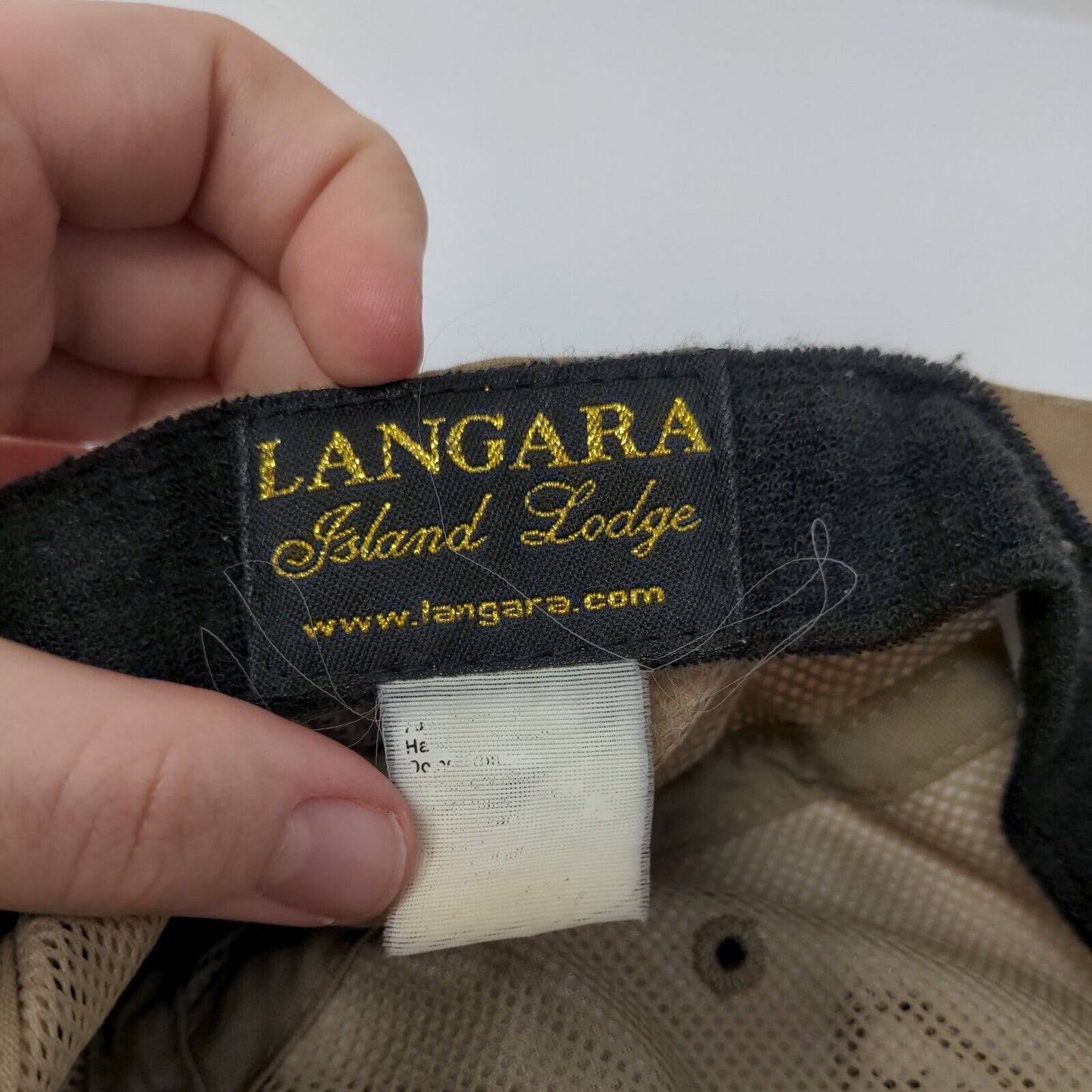 Langara Island Lodge Strapback Hat Tan One Size Adjustable Embroidered