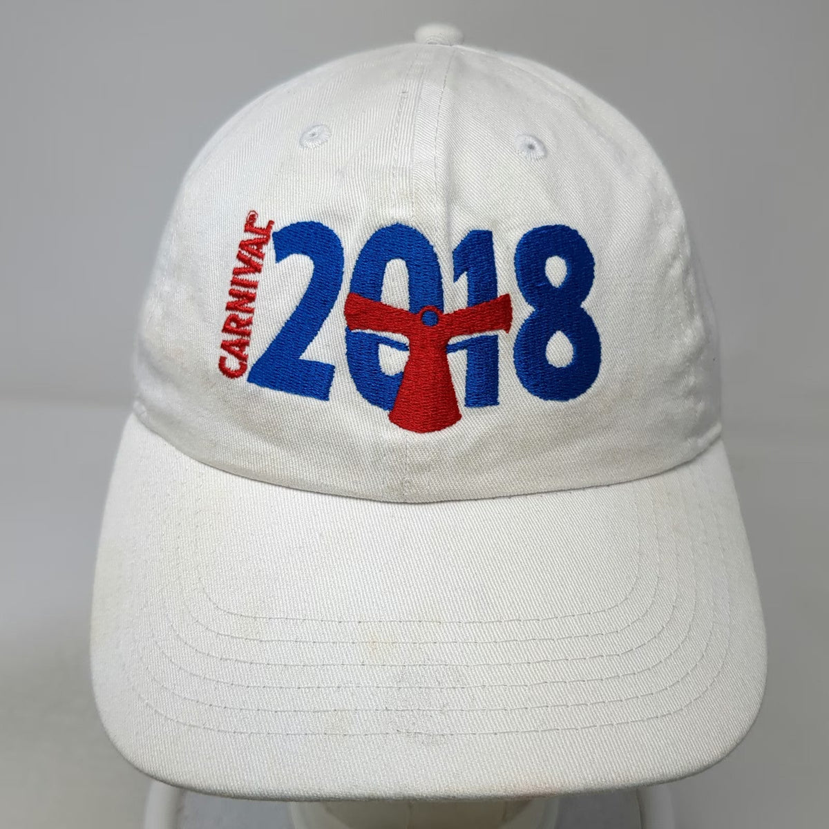 Newhattan Baseball Cap White One Size Carnival Cruise Line 2018 Logo Strap Hat