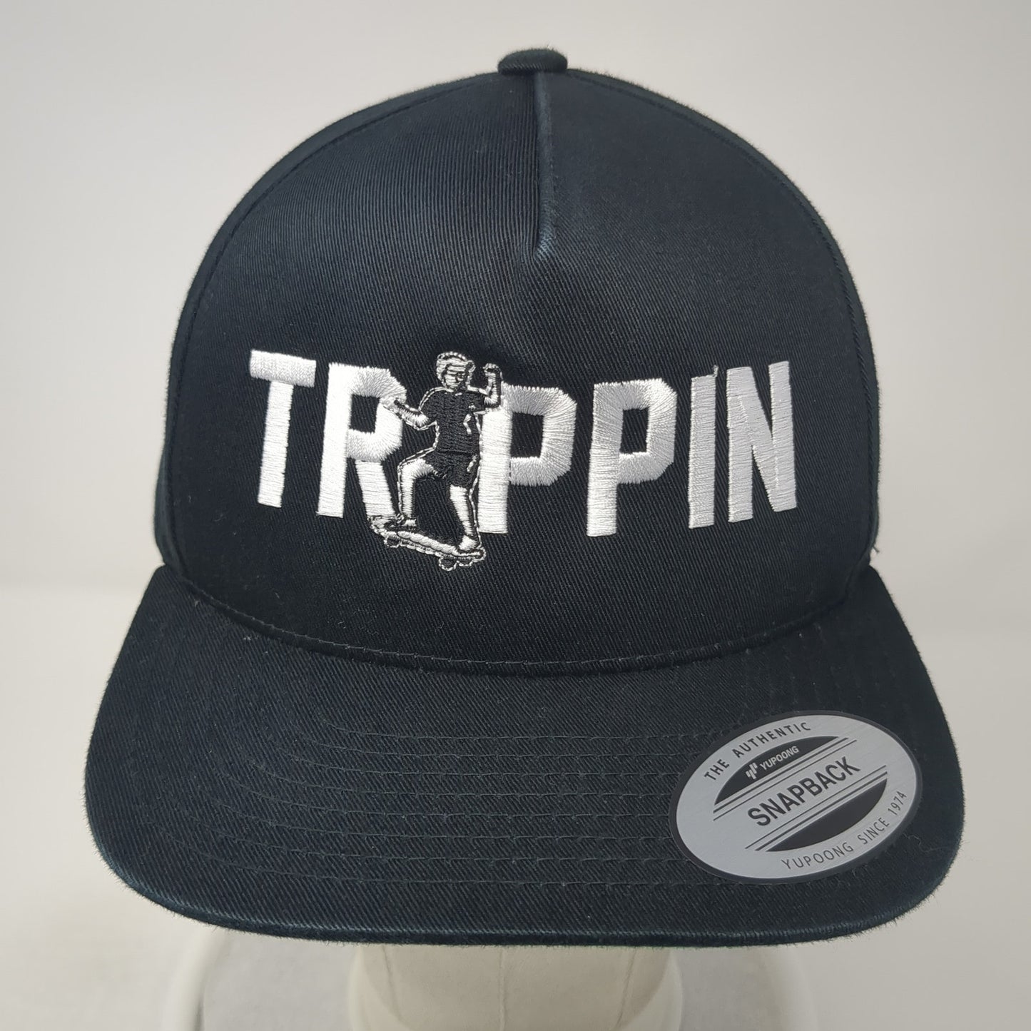 Trippin Snapback Hat Black One Size Adjustable Embroidered Yupoong