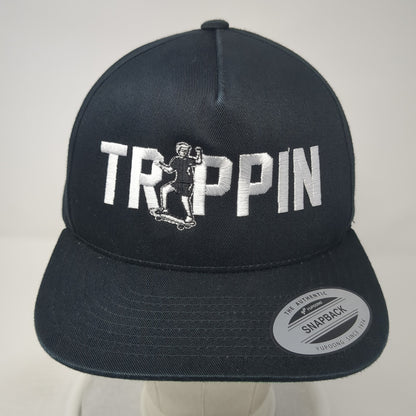 Trippin Snapback Hat Black One Size Adjustable Embroidered Yupoong