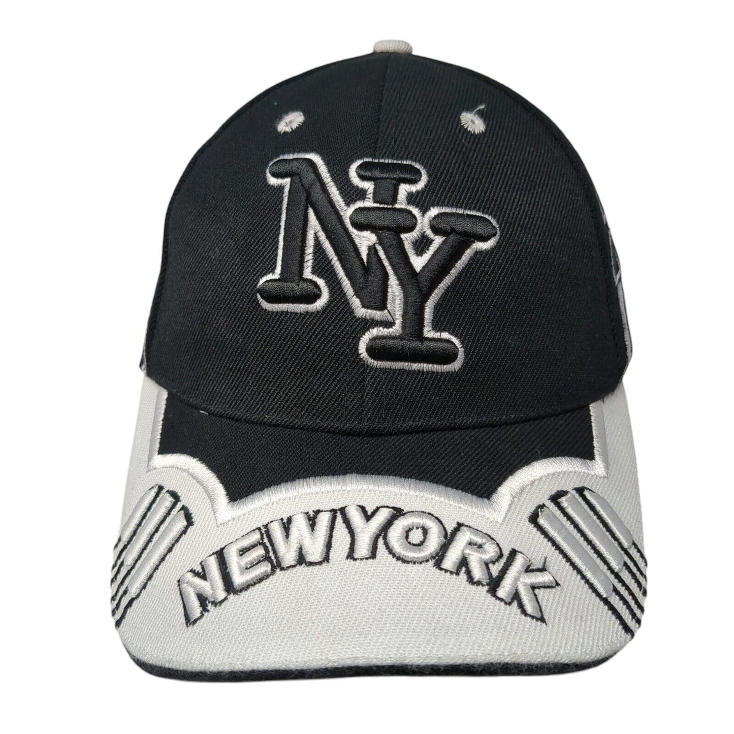 NY New York Strapback Hat Black One Size Embroidered 6 Panel Colorblock