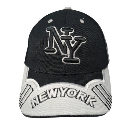 NY New York Strapback Hat Black One Size Embroidered 6 Panel Colorblock