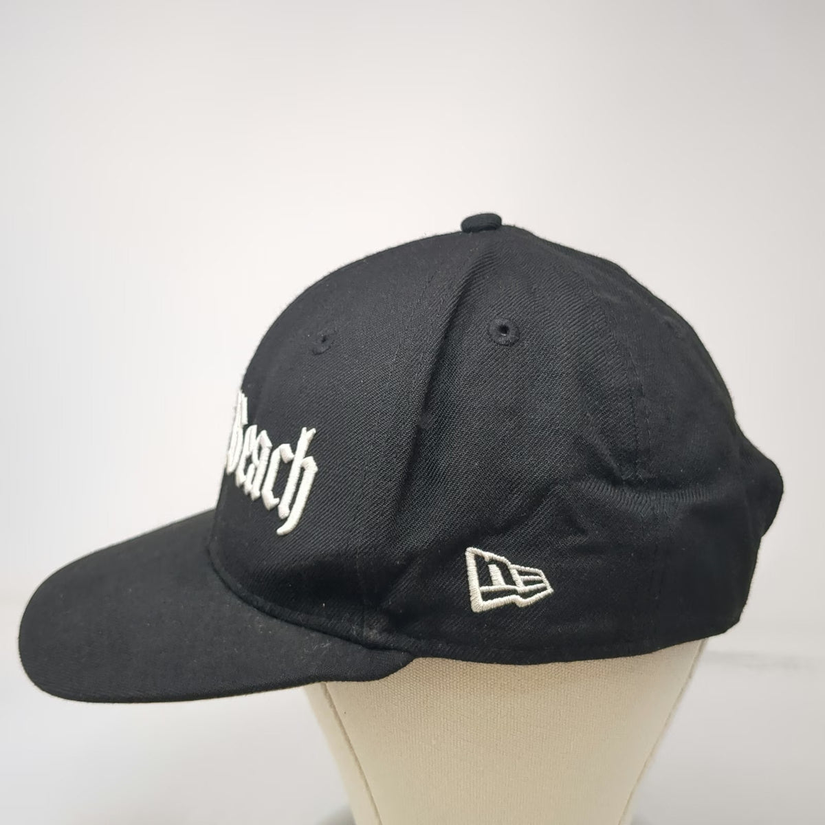 New Era Snapback Hat Black One Size Long Beach Wool Flat Brim Gray Undervisor