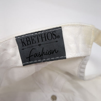 Hustle Slideback Hat White One Size Adjustable Embroidered Distressed KB ETHOS
