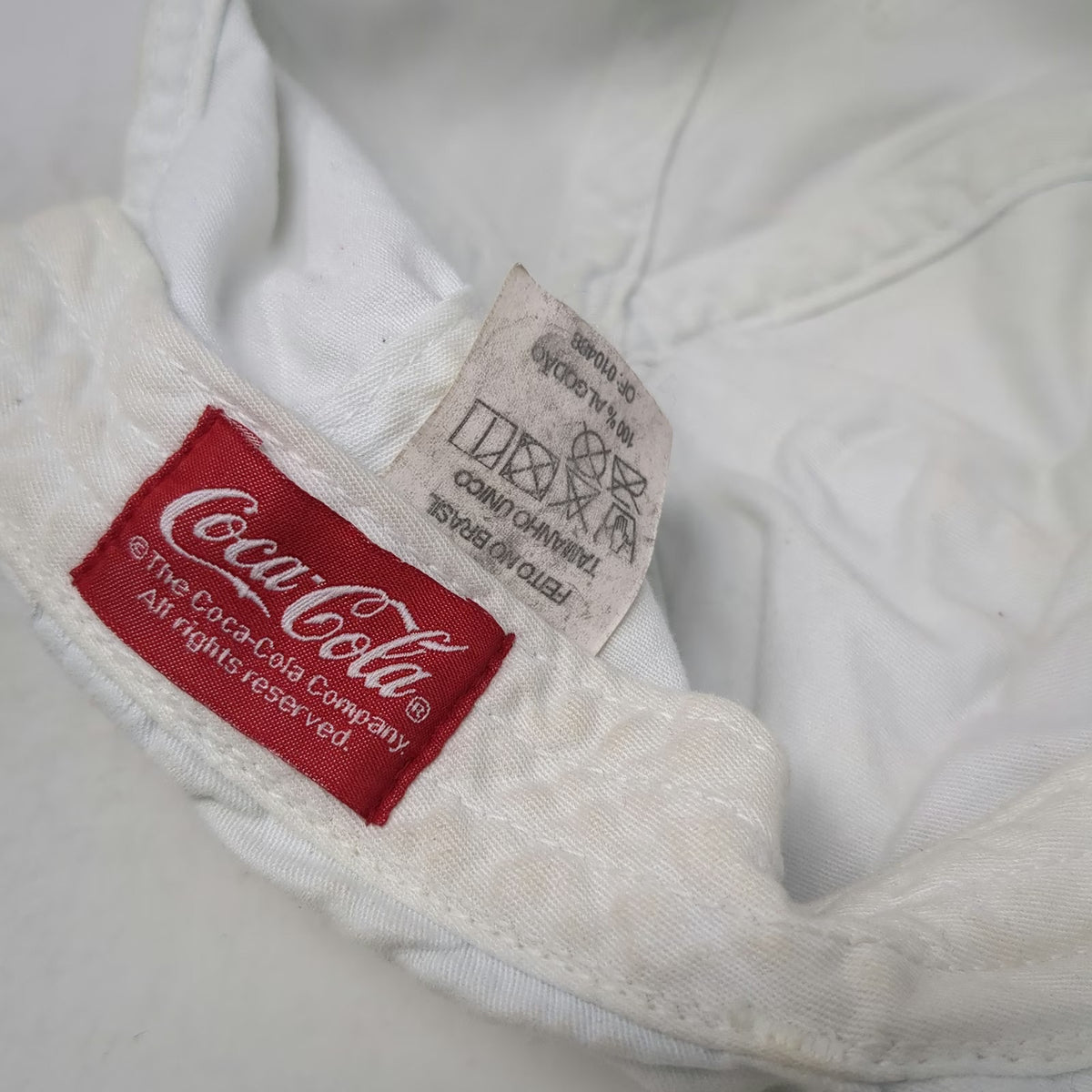Coca-Cola Baseball Cap White OSFM Slideback Cotton Embroidered Script Logo Hat