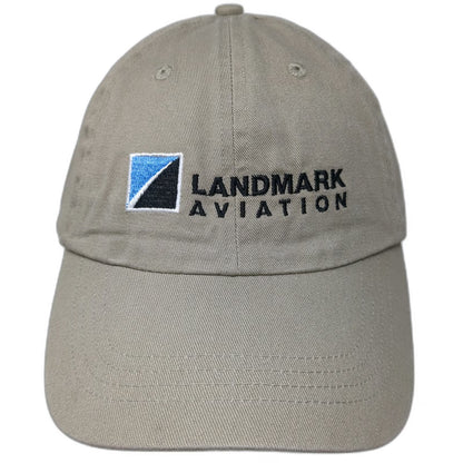 Port & Company Landmark Aviation Baseball Cap Beige One Size Strapback Logo Hat