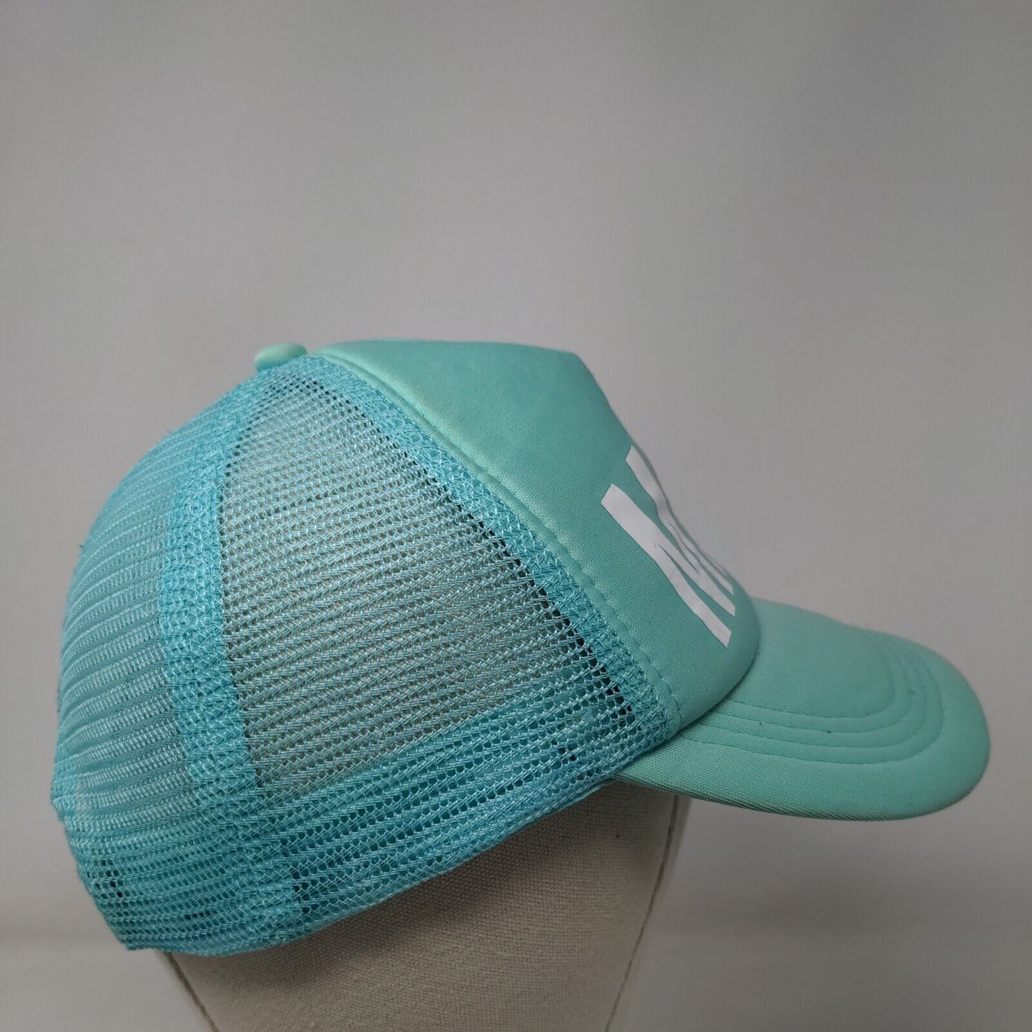 MANU Snapback Mesh Back Trucker Hat Greenish-Blue One Size Adjustable
