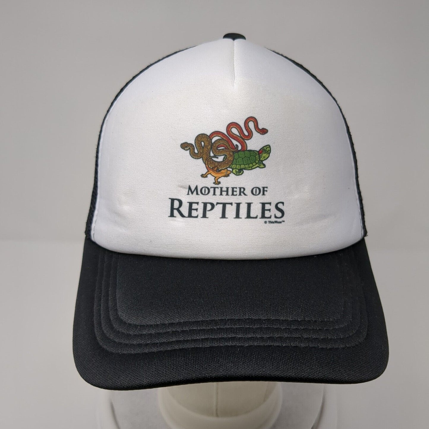 Mother Of Reptiles Snapback Trucker Hat Black OSFA Mesh Back Colorblock