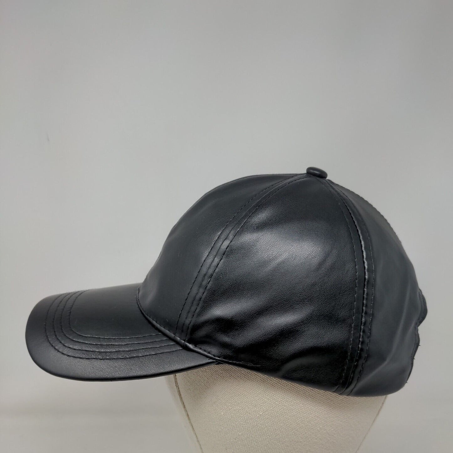 Unbranded Leather Slideback Hat Black One Size Adjustable Blank Polyester