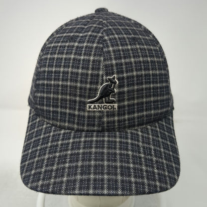 Kangol Baseball Cap Blue Gray White XL Flexfit Mini Plaid Kangaroo Logo Hat