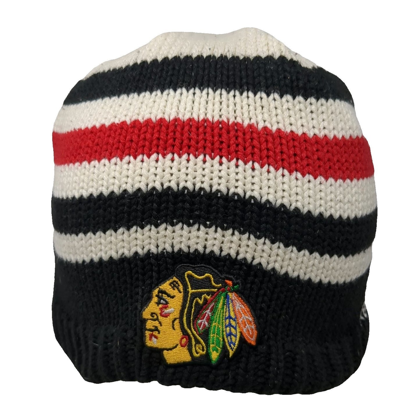 Chicago Blackhawks NHL Reebok Beanie Black White Red One Size Fleece Lined Hat