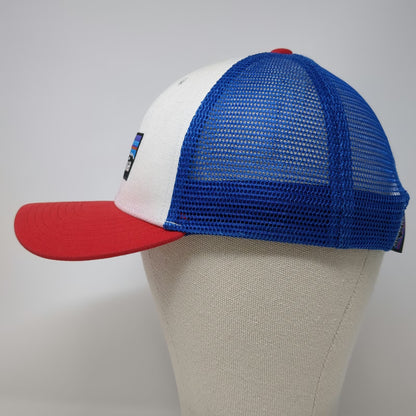 Patagonia Trucker Hat White Red Blue One Size Mesh Back Snapback Logo Cap