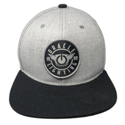 Oracle Lighting Snapback Hat Gray Black One Size Flat Brim Logo Patch Two Tone