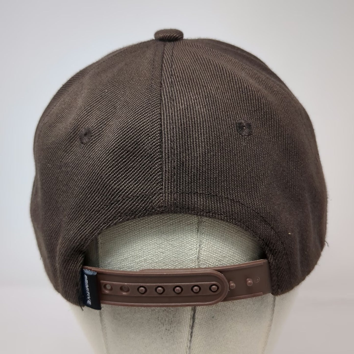 Primitive Snapback Hat Brown One Size Yellow Oval Embroidered Patch Structured