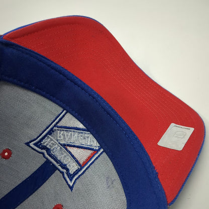 New York Rangers NHL Adidas Gray Blue OSFM Strapback Cap Hat Embroidered Shield