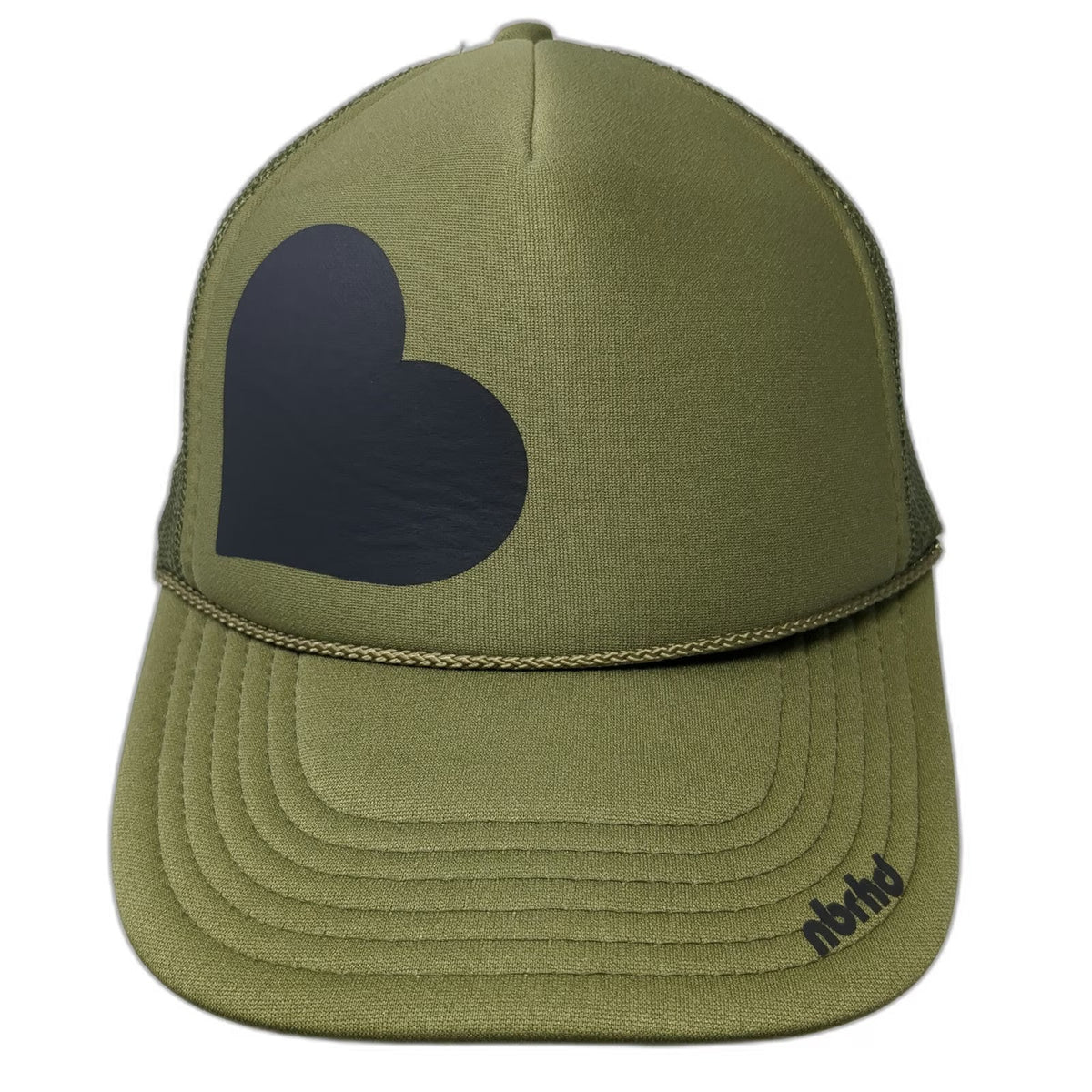 Neighborhood Laguna nbrhd Trucker Hat Green One Size Black Heart Graphic Mesh