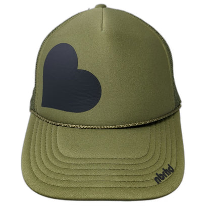 Neighborhood Laguna nbrhd Trucker Hat Green One Size Black Heart Graphic Mesh