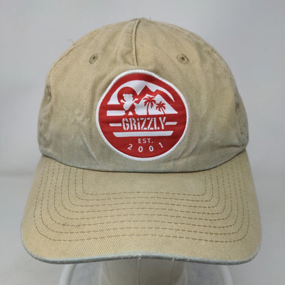 Grizzly Est. 2001 Snapback Hat Tan One Size Adjustable Solid 6 Panel