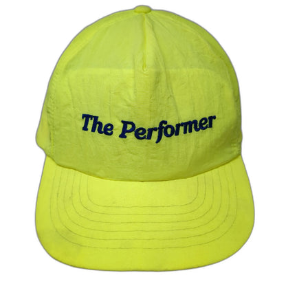 The Performer 5 Panel Green Nylon Snapback Hat Lightweight Sport Vintage