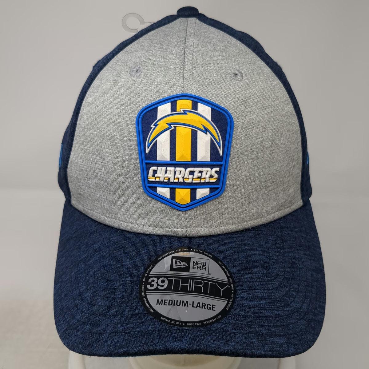 Los Angeles Chargers NFL New Era Cap Blue L 39THIRTY Stretch Fit Grey Crown Hat