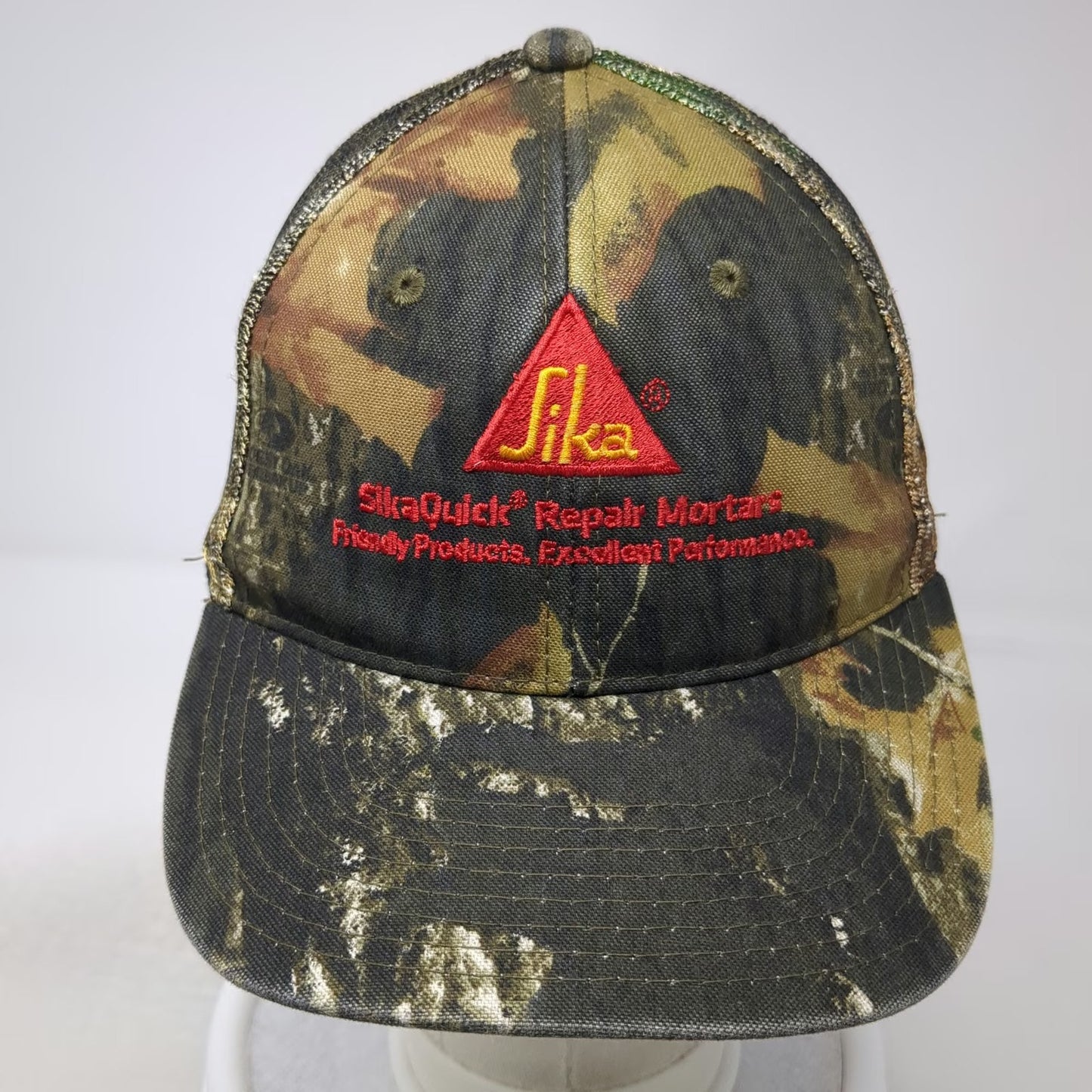 Port Authority Baseball Cap Green Brown Camo OSFM Sika Repair Mortars Mesh Hat